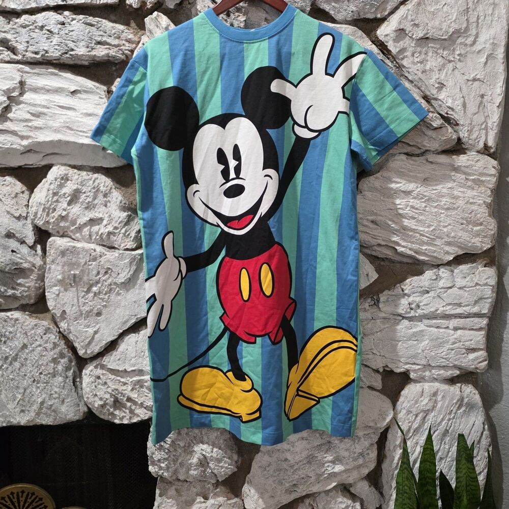 Disney Mickey Mouse T-Shirt Dress Womens Mickey & Co Striped Crew - Size M